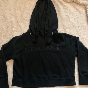 Calvin Klein black cropped hoodie